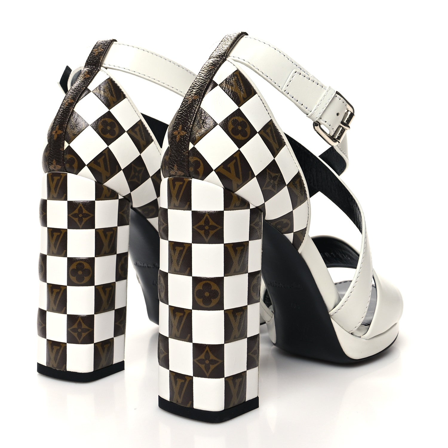Louis Vuitton Calfskin Monogram Damier Tressage Matchmake Cross Sandals 40 White 4 of 8