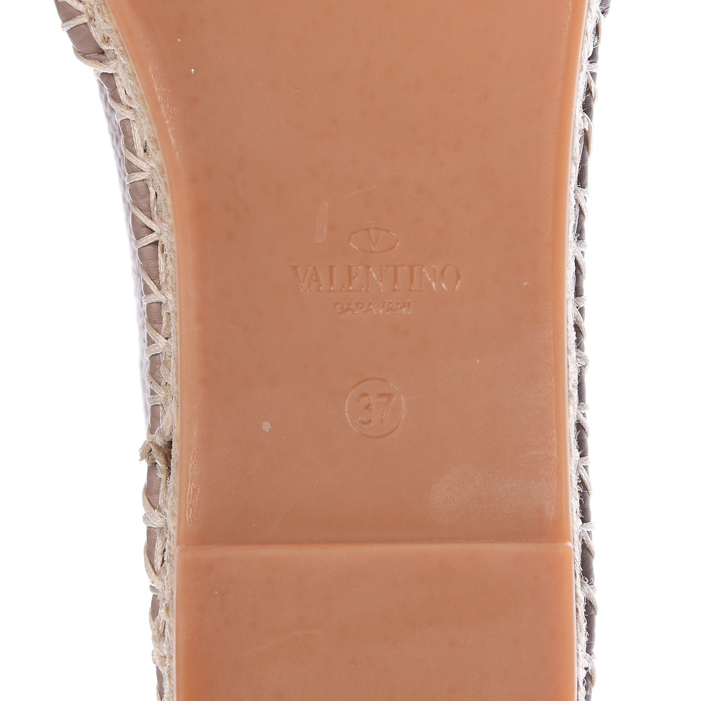 Pebbled Calfskin Rockstud Espadrilles 37 Poudre