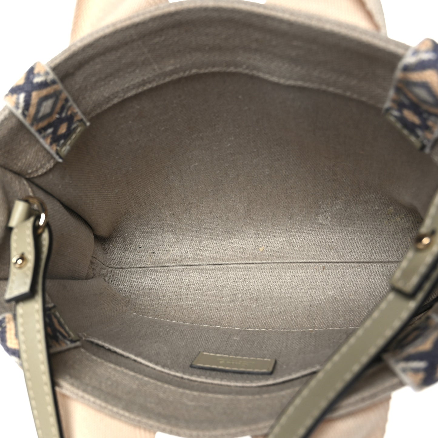 Cotton Calfskin Small Woody Ribbon Tote With Strap Slate Green