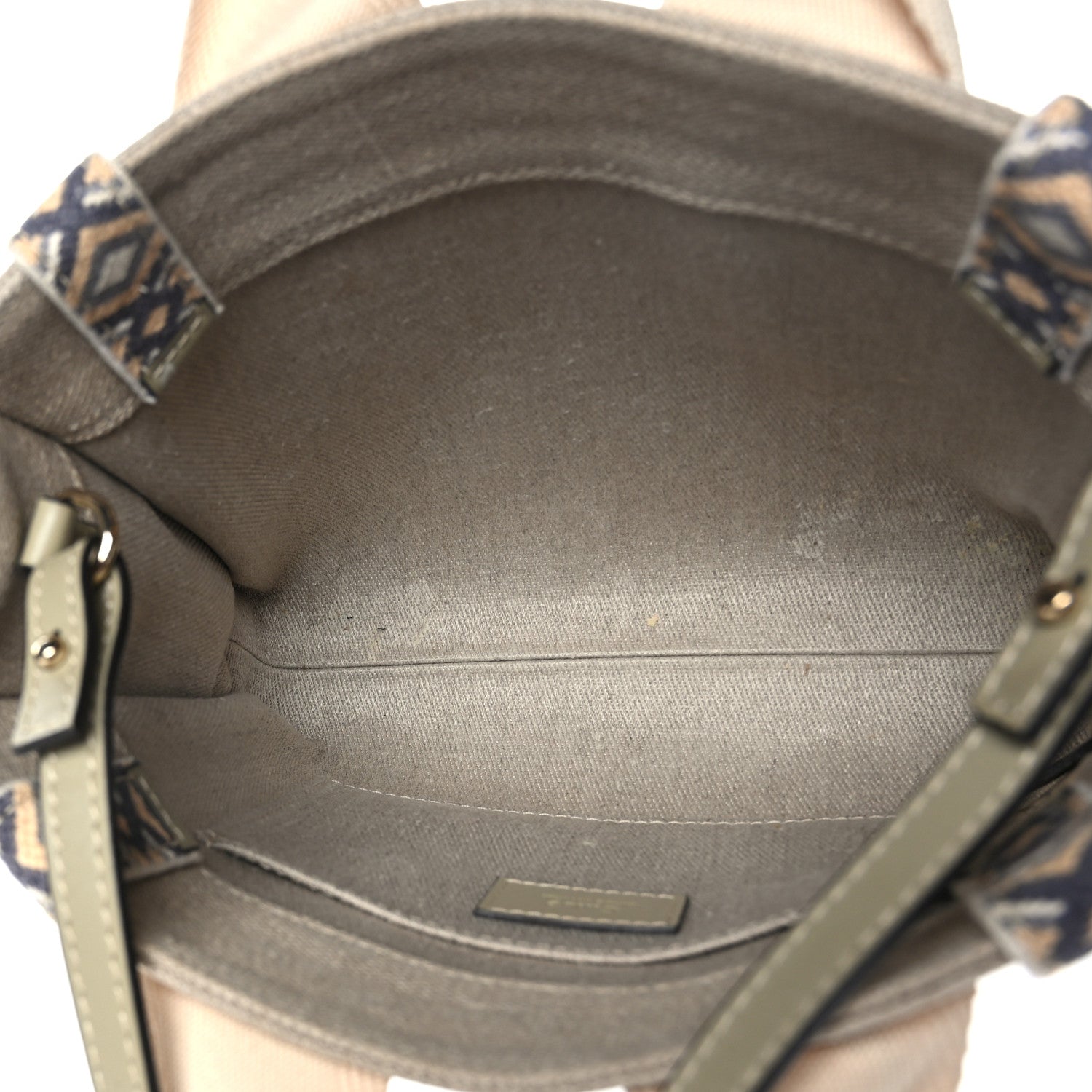 Chloe Cotton Calfskin Small Woody Ribbon Tote With Strap Slate Green 5 of 8