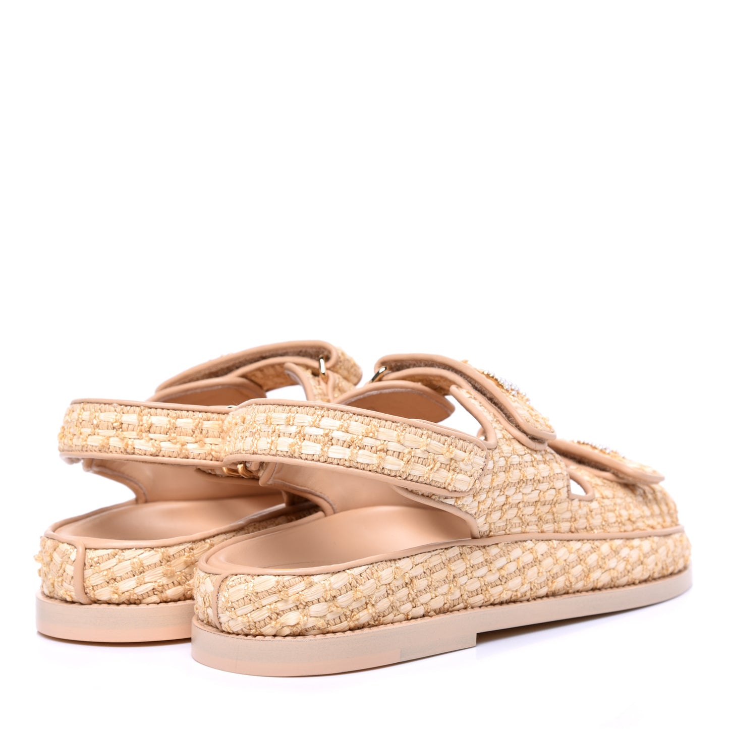 Braided Fabric Velcro Dad Sandals 38.5 Beige