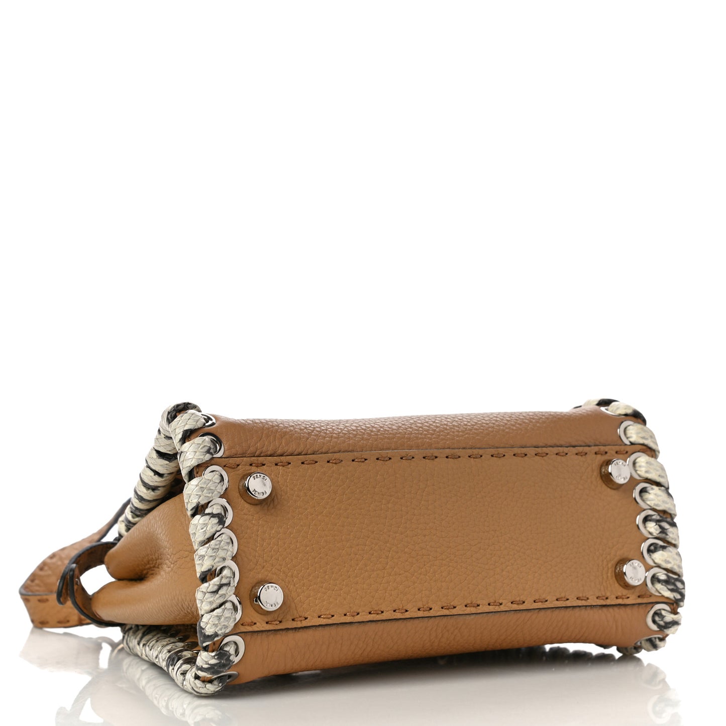 Cuoio Romano Selleria Elaphe Lace Up Mini Peekaboo Iconic Satchel Miele Scuro Natural