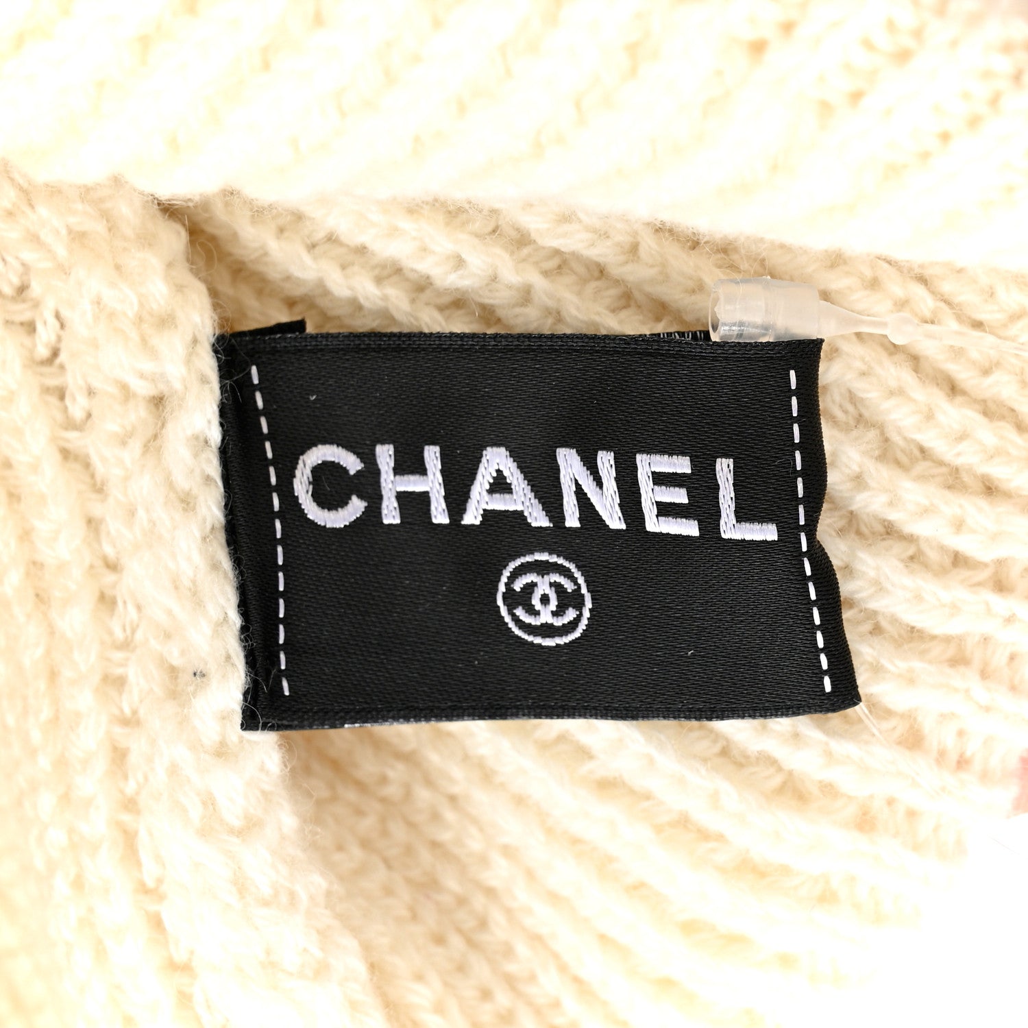 Chanel Cashmere Sequin Logo Beanie Hat Ivory Gold 5 of 6