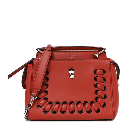 Fendi Vitello Baltico Dolce Nappa Lace Up Small Dotcom Click Chain Satchel Bloody Mary 1 of 10