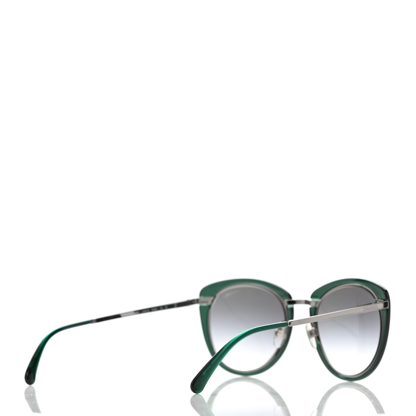 Round Sunglasses 4202 Green Silver
