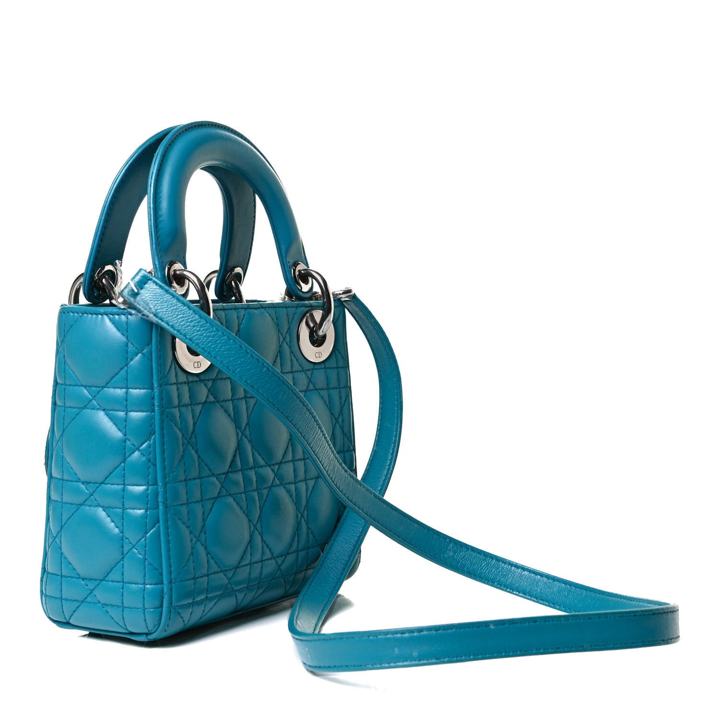 Lambskin Cannage Mini Lady Dior Turquoise