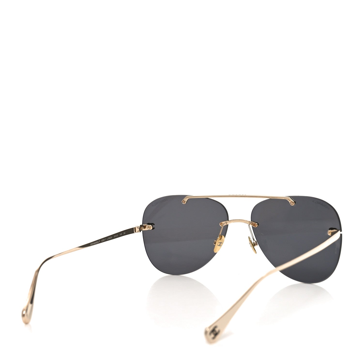 Chanel Titanium CC Pilot Aviator Sunglasses 4285-T Black Gold 4 of 7