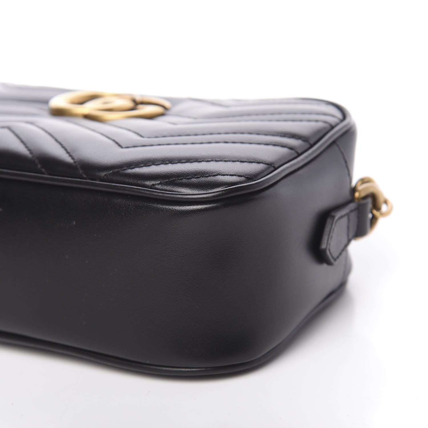 Gucci Calfskin Matelasse Small GG Marmont Chain Shoulder Bag Black 9 of 11