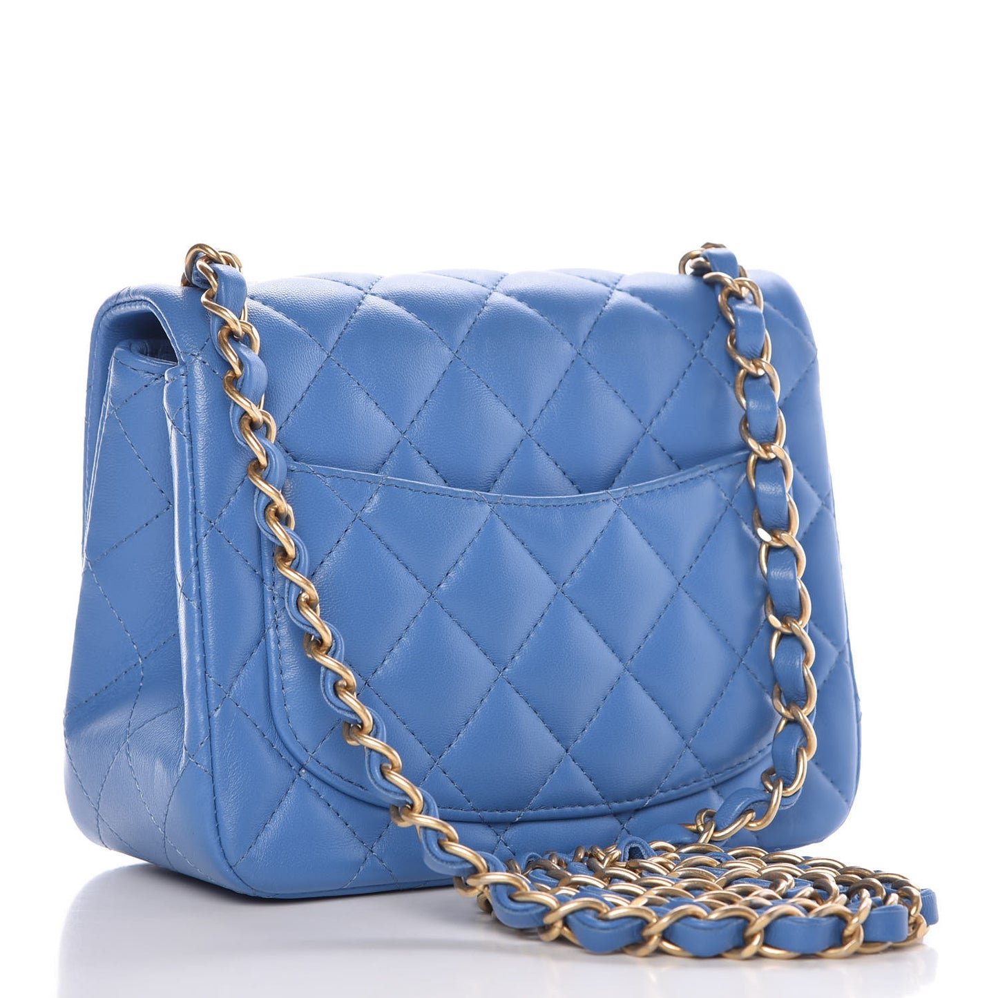 Lambskin Quilted Mini Square Flap Blue