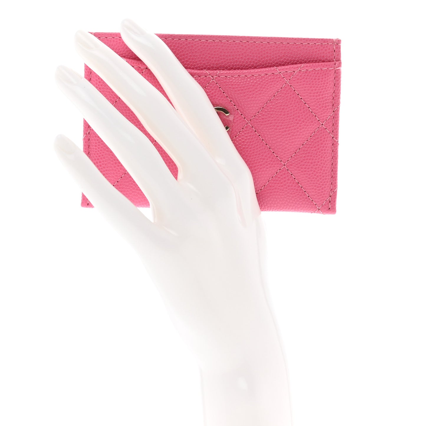 Caviar Quilted Card Holder Pink