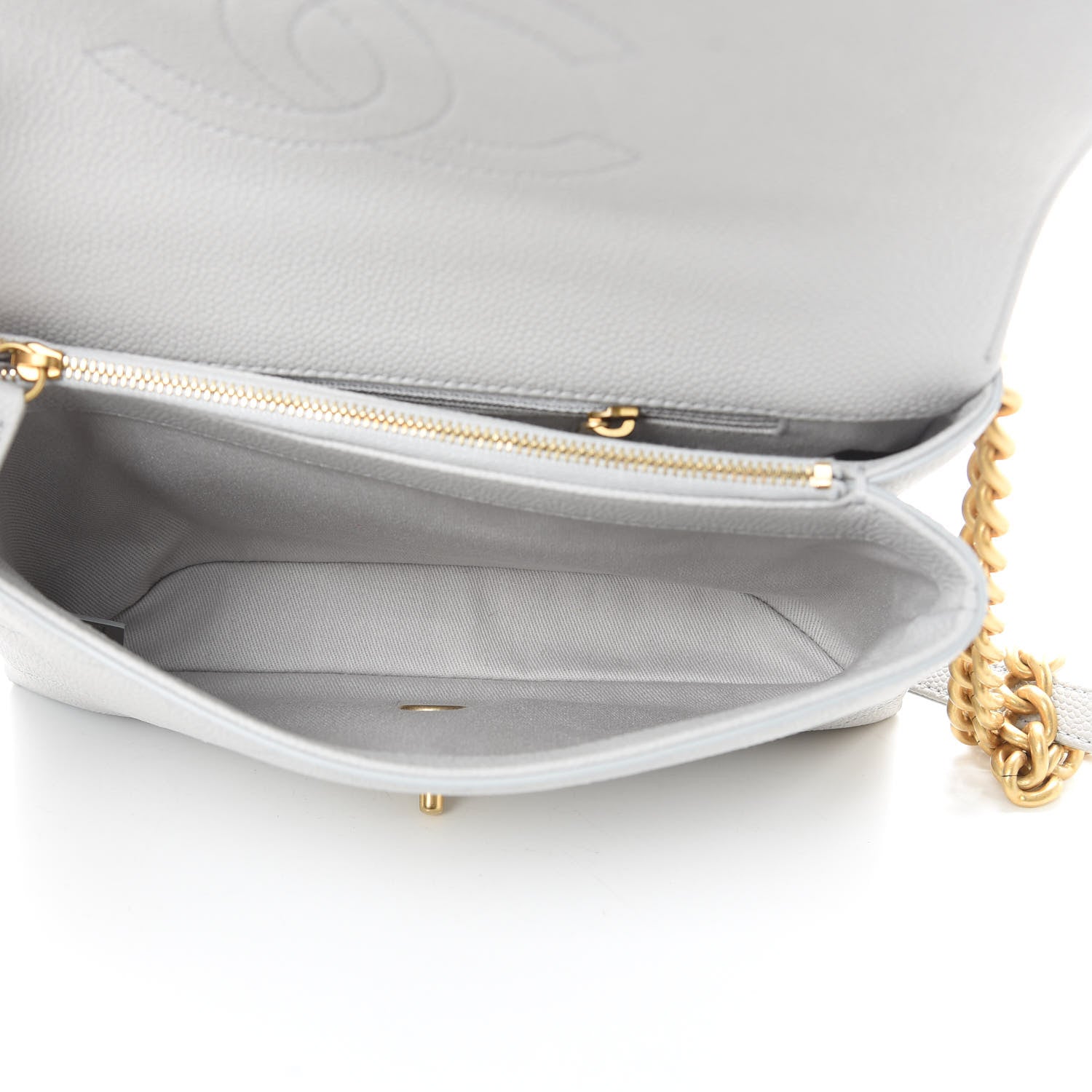 Chanel Grained Calfskin Small Stitched Flap Grey 5 of 10