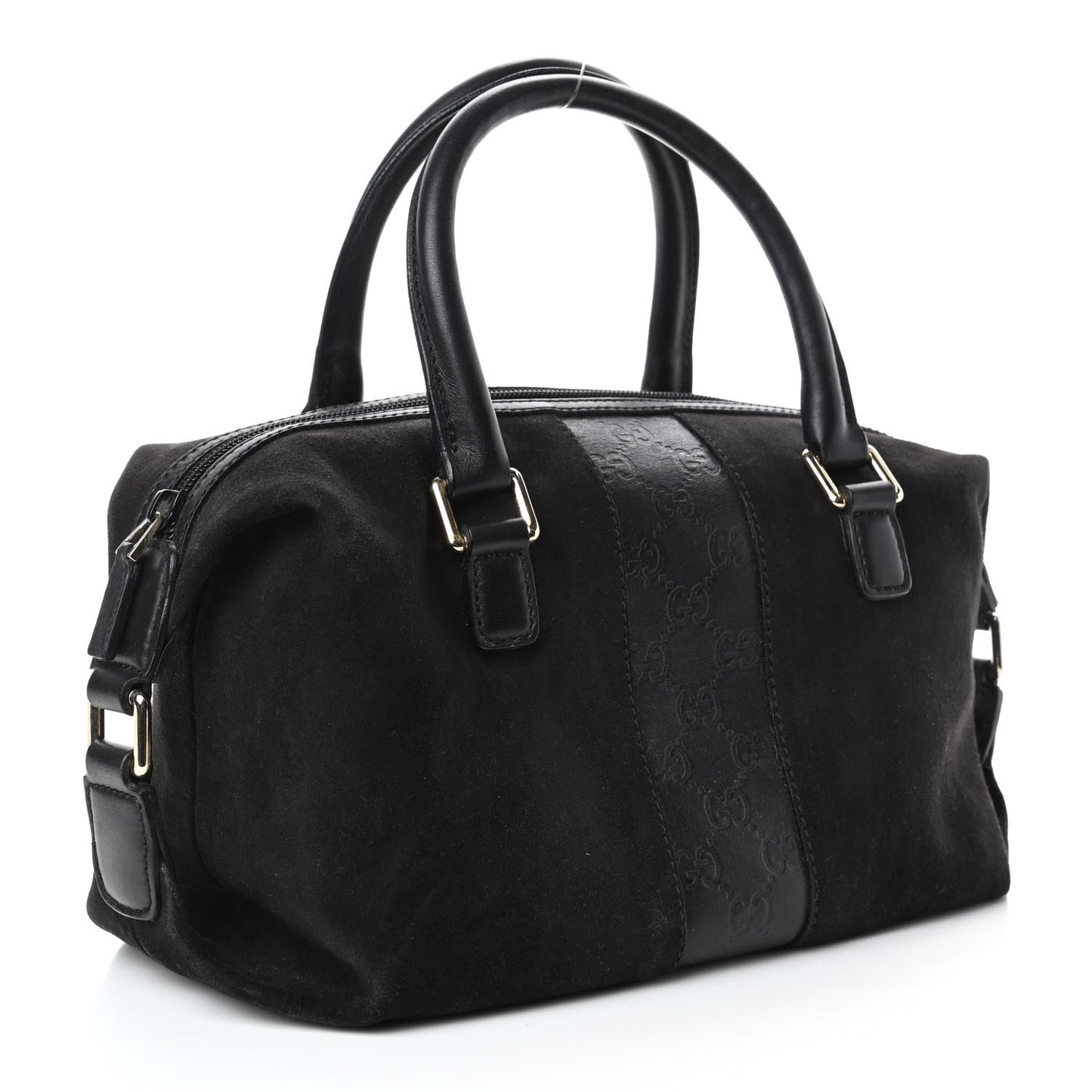 Suede Guccissima Small Boston Black