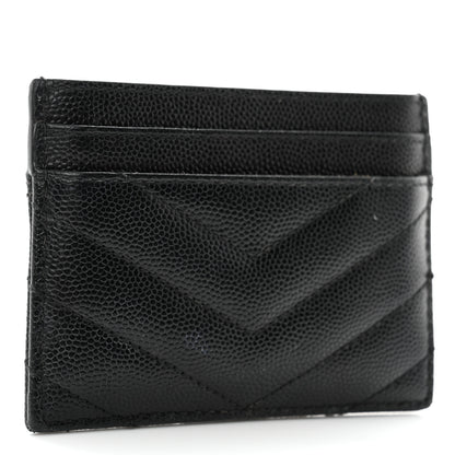 Saint Laurent Grain De Poudre Matelasse Chevron Credit Card Case Black 2 of 7