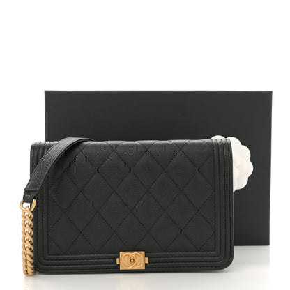 Chanel Caviar Quilted Boy Wallet On Chain WOC Black 12 of 12