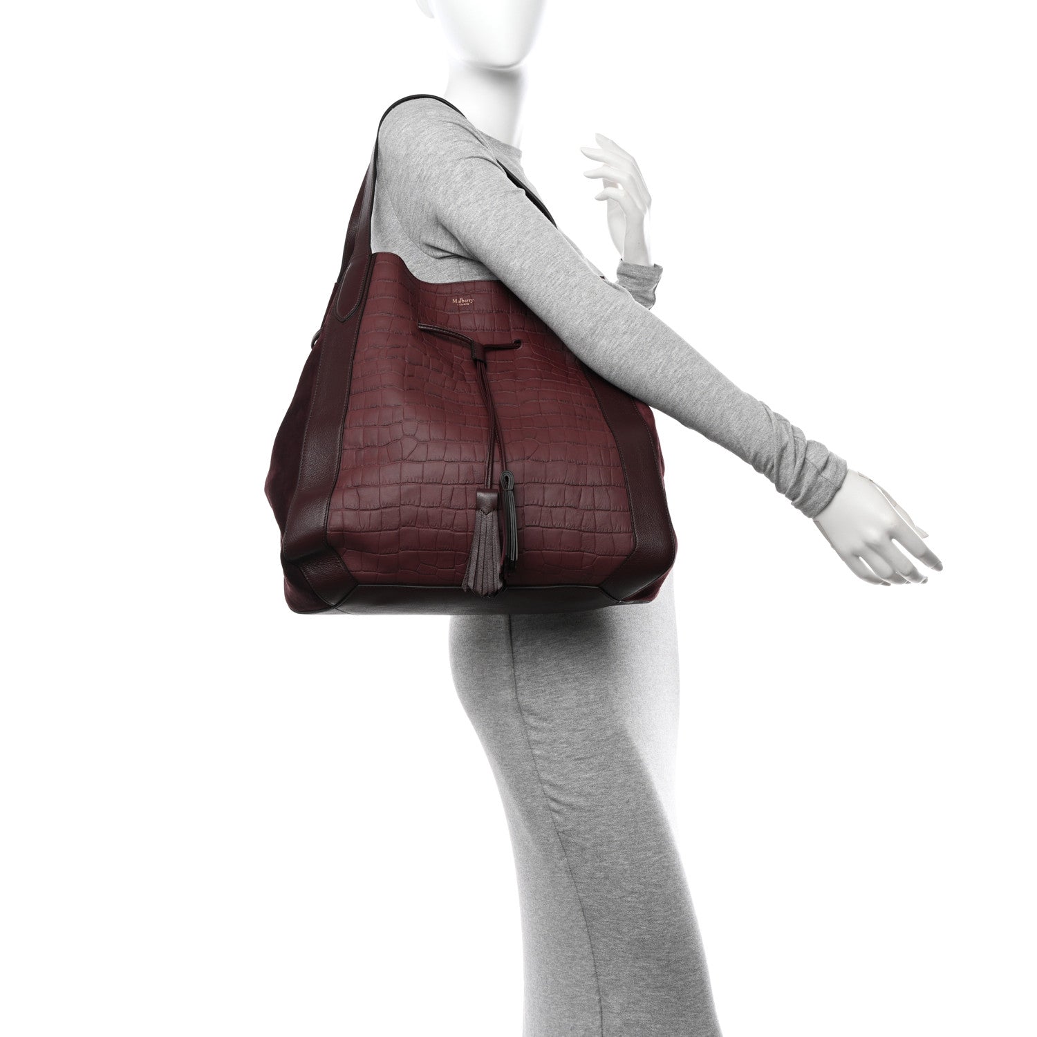 Mulberry Crocodile Embossed Matte Calfskin Millie Tote Burgundy 2 of 10