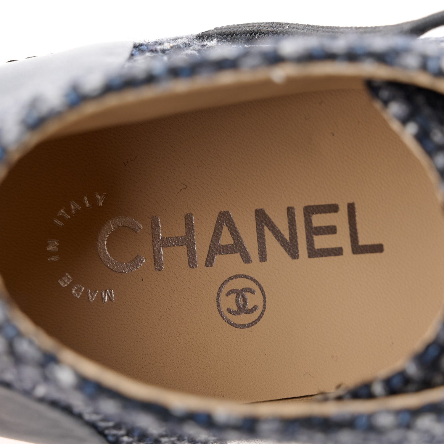 Chanel Tweed Calfskin Patent CC Lace Up Short Boots 38 Black Grey Dark Navy 7 of 9