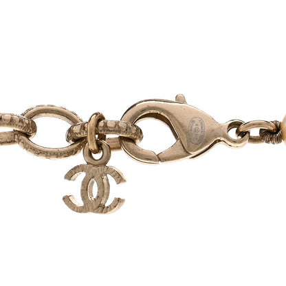 Chanel Graduated Pearl Crystal CC Long Necklace Gold Black 5 of 6