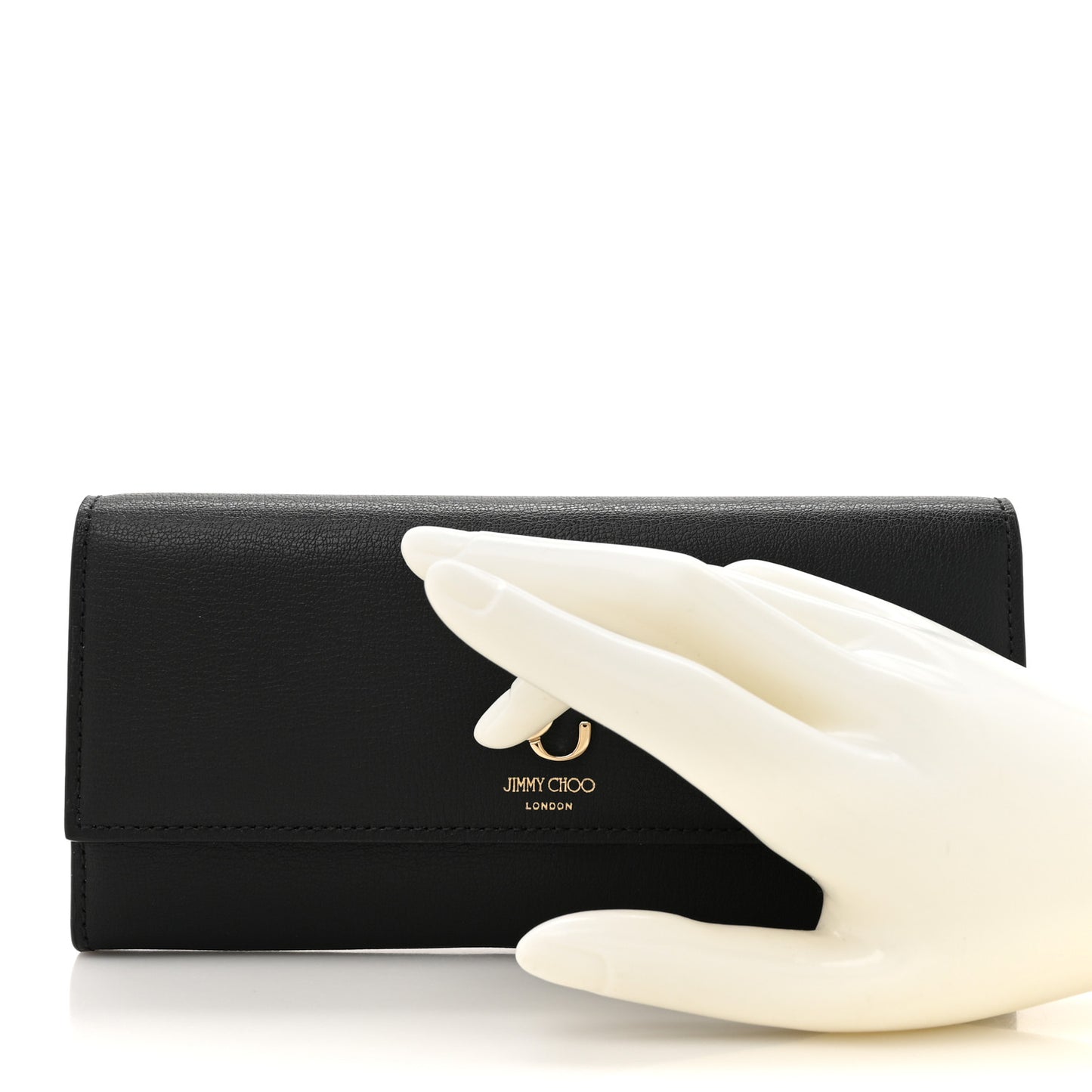 Grainy Calfskin Martina Continental Wallet Black
