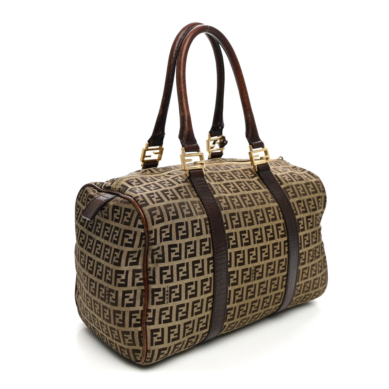 Fendi Zucchino Vitello Boston Mogano Panna Bruciato 3 of 13
