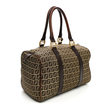 Fendi Zucchino Vitello Boston Mogano Panna Bruciato 3 of 13