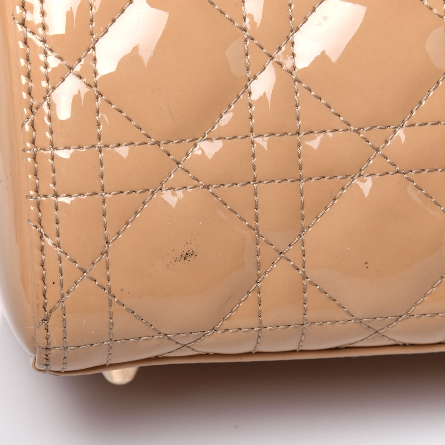 Patent Cannage Large Lady Dior Beige