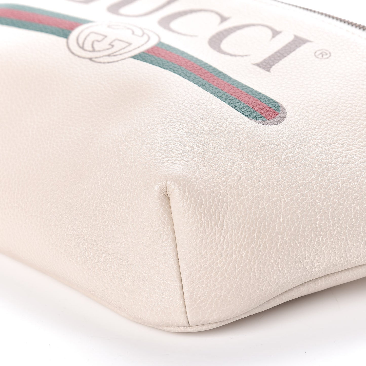 Grained Calfskin Logo Belt Bag White