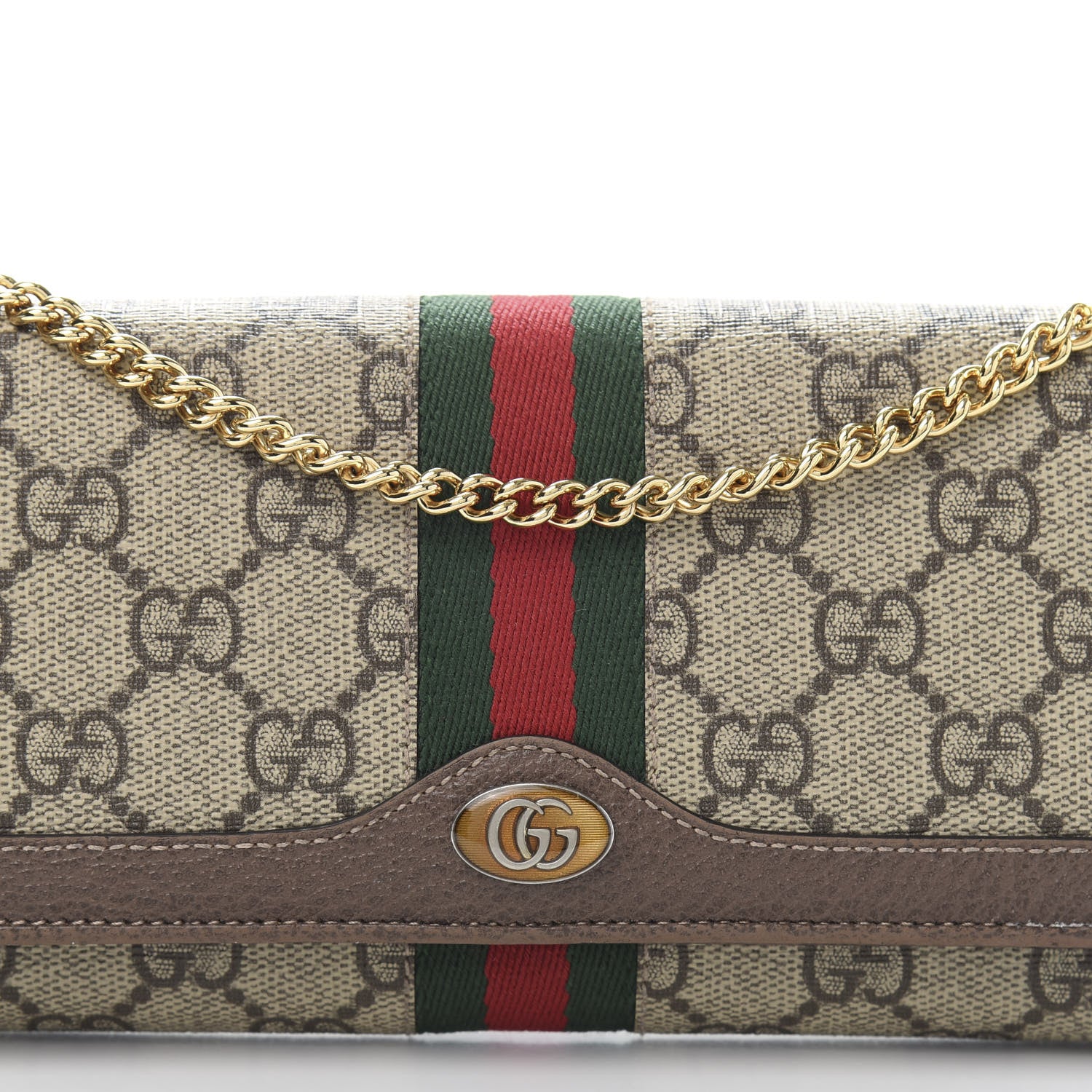 Gucci GG Supreme Monogram Web Ophidia Wallet On Chain Brown 13 of 14