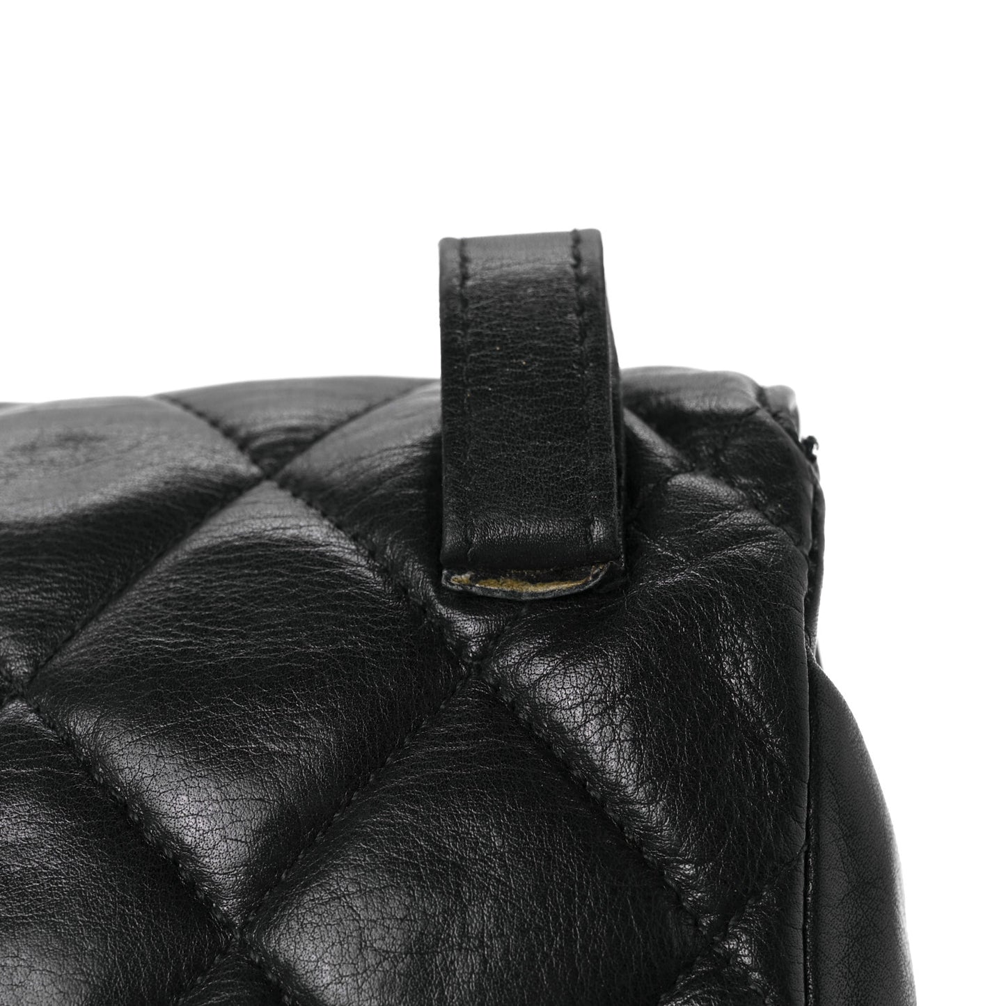 Lambskin Quilted Flap Waist Belt Bag Black