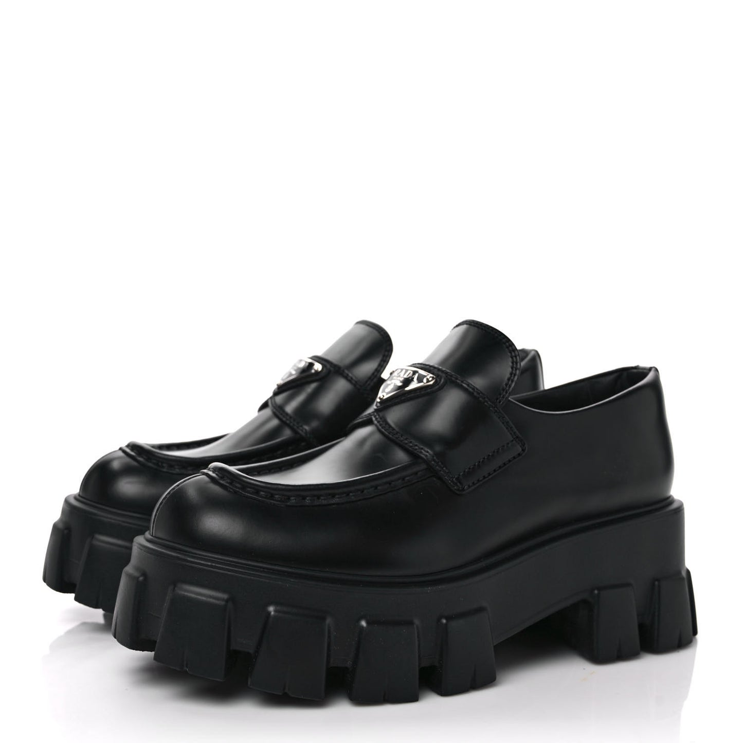 Spazzolato Rois Metal Triangle Logo Monolith 55mm Loafers 37 Black