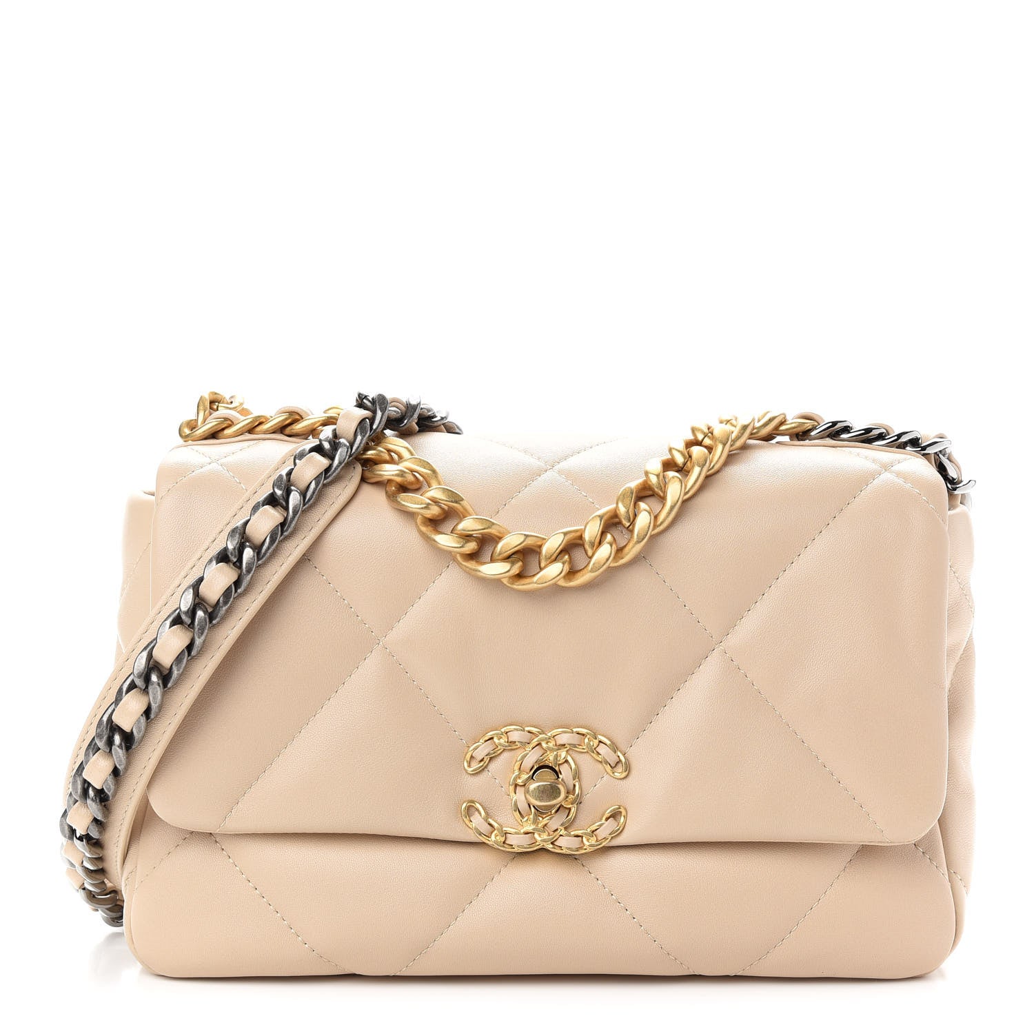 Chanel Lambskin Quilted Medium Chanel 19 Flap Beige 1 of 8