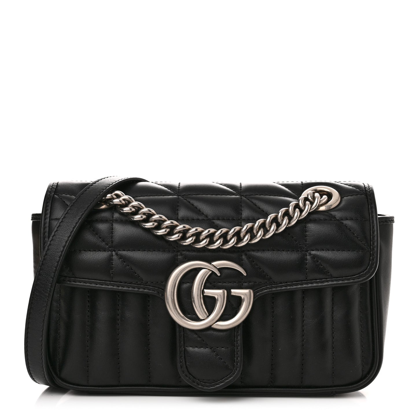 Calfskin Matelasse Aria Mini GG Marmont Shoulder Bag Black