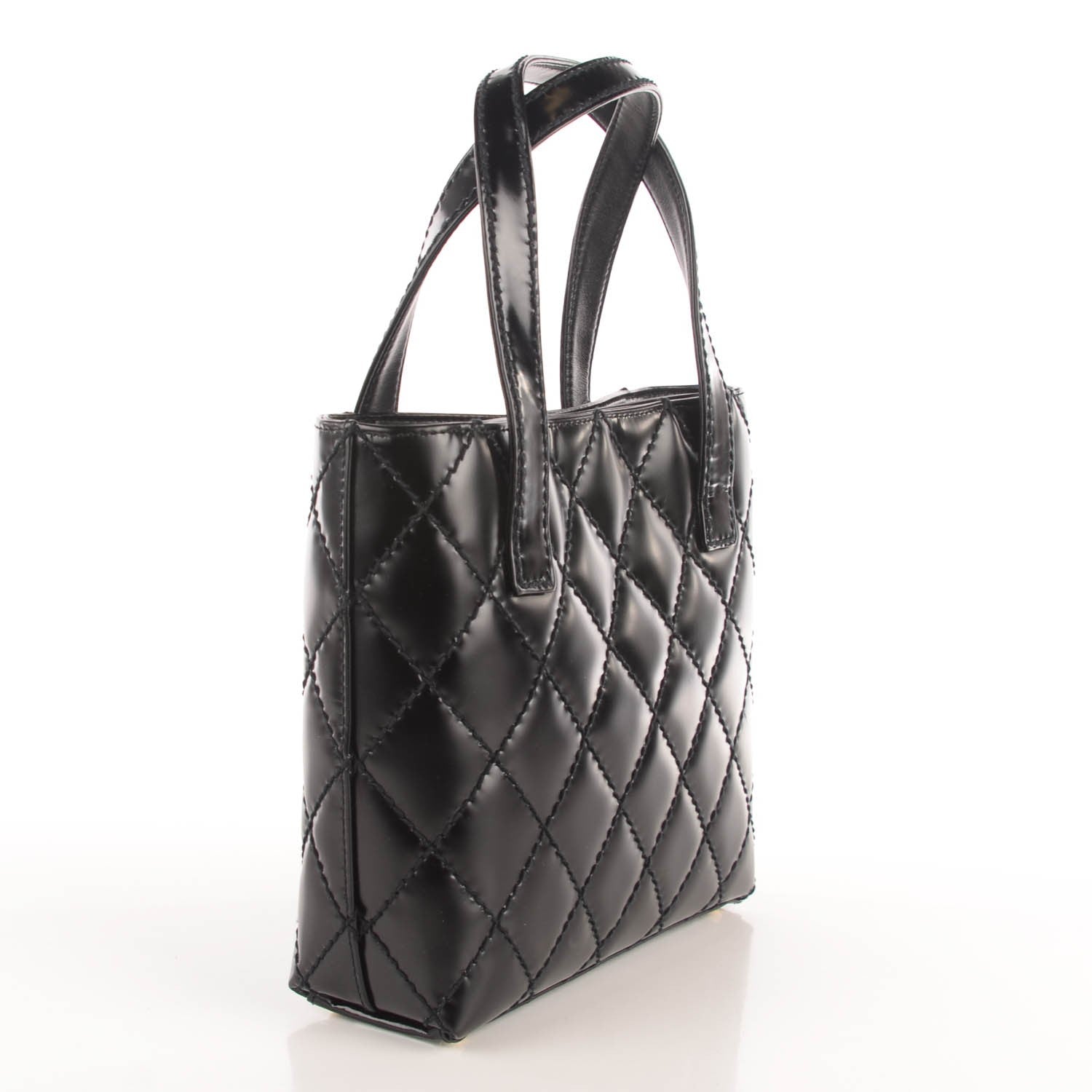 Chanel Glazed Calfskin Quilted Tote Black 3 of 8