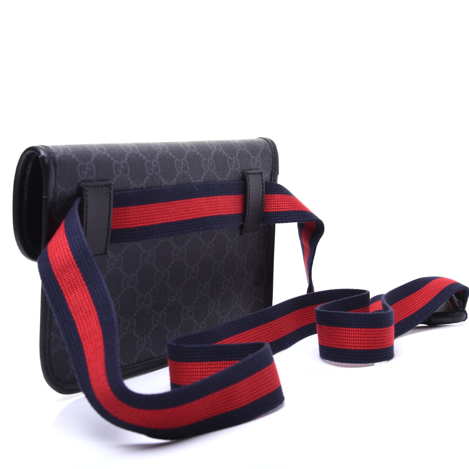 Gucci GG Supreme Monogram Web Slim Belt Bag Black Grey 3 of 11
