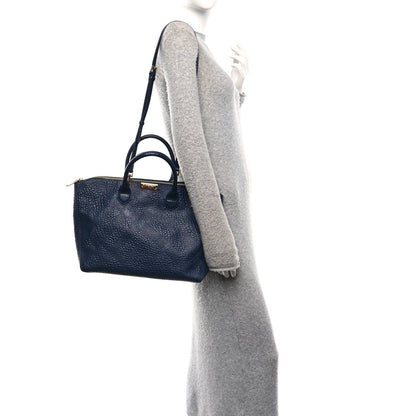 Burberry Heritage Grain Check Embossed Medium Dewsbury Tote Blue Carbon 2 of 9