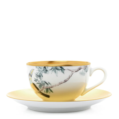 Hermes Porcelain Gold Carnets d'Equateur Tea Cup and Saucer 1 of 10
