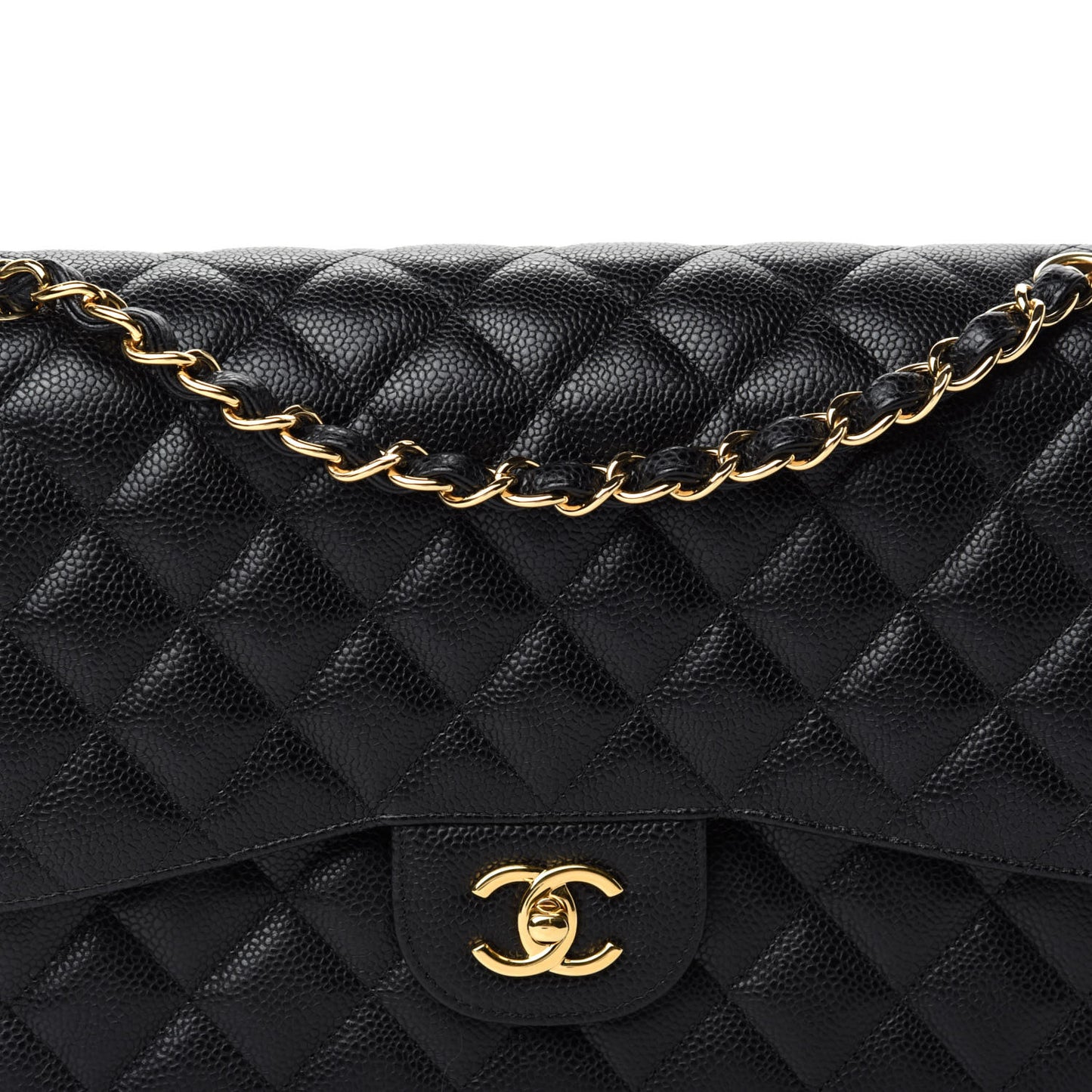 Caviar Quilted Jumbo Double Flap Black