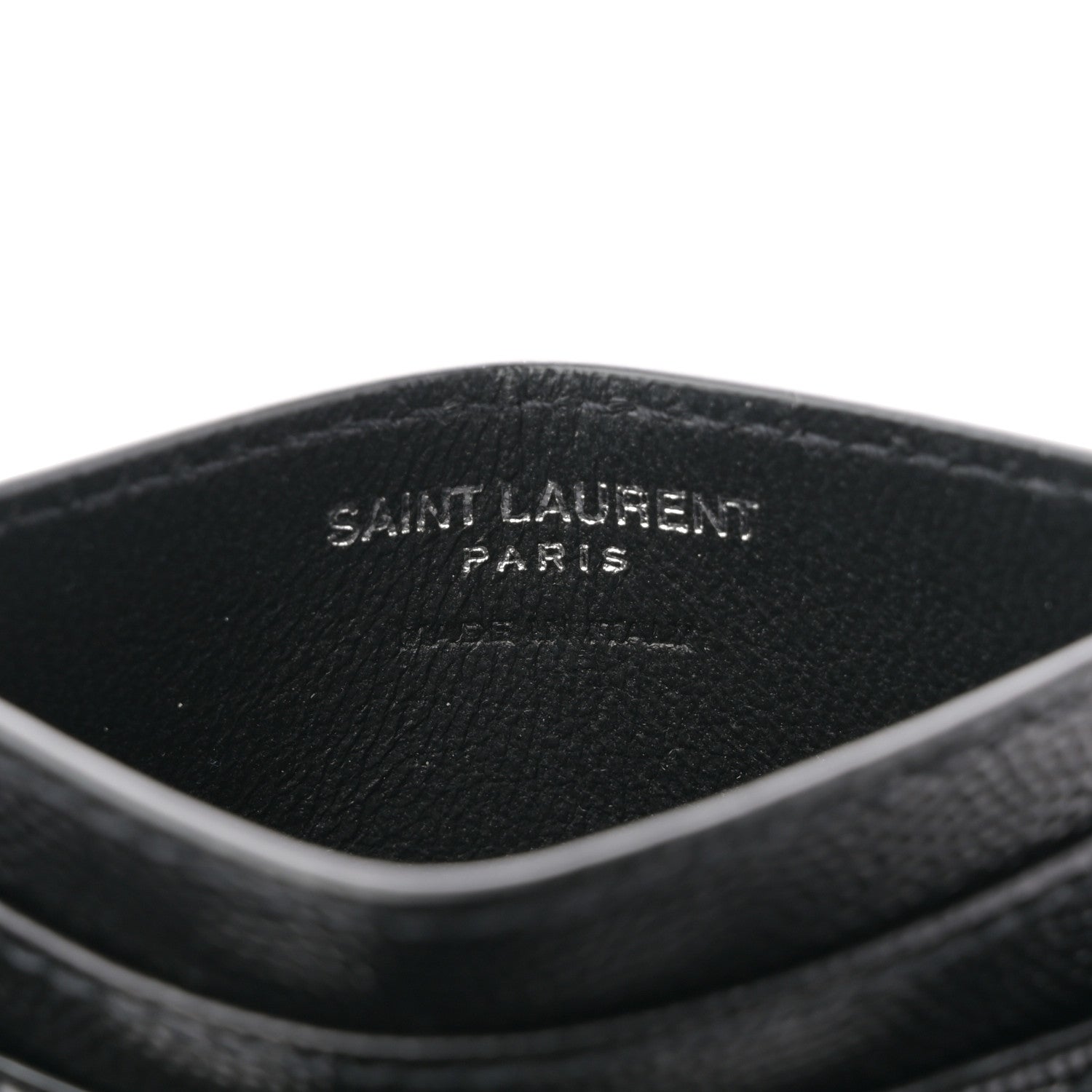 Saint Laurent Grain De Poudre Matelasse Chevron Monogram Credit Card Case Black 6 of 8