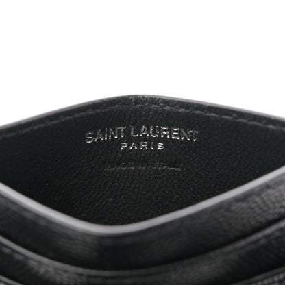 Saint Laurent Grain De Poudre Matelasse Chevron Monogram Credit Card Case Black 6 of 8