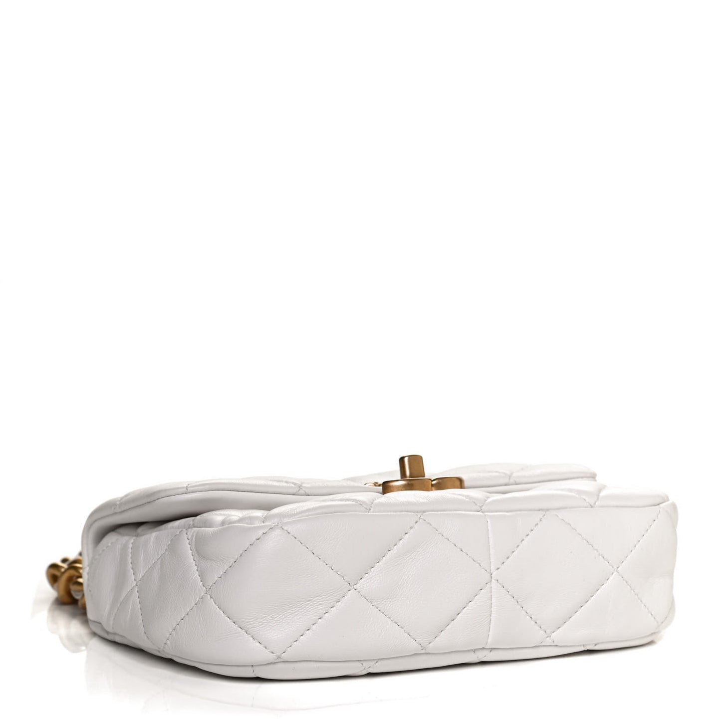 Lambskin Quilted Mini Lacquered Chain Flap White