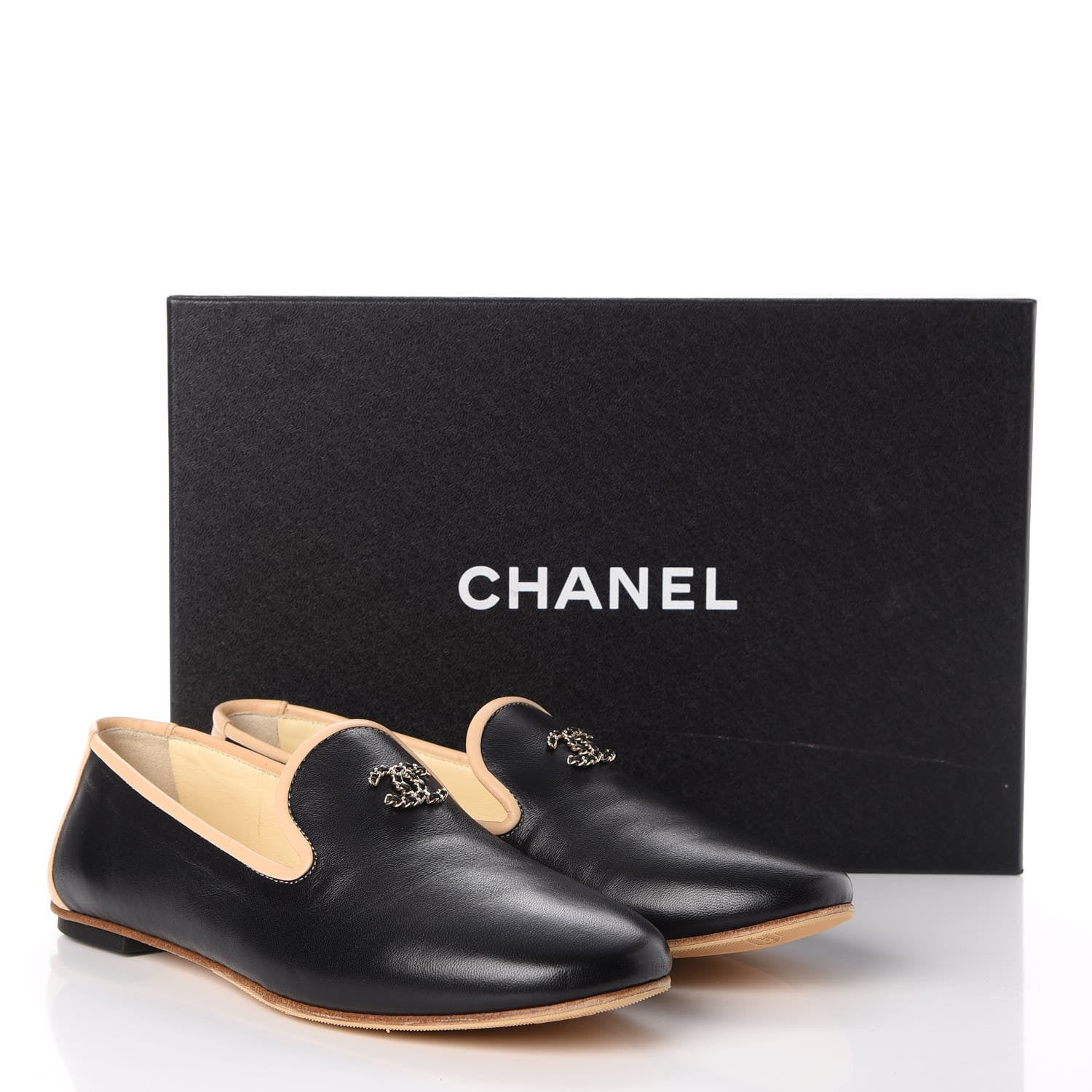 Chanel Lambskin CC Chain Loafers 37.5 Black 13 of 13