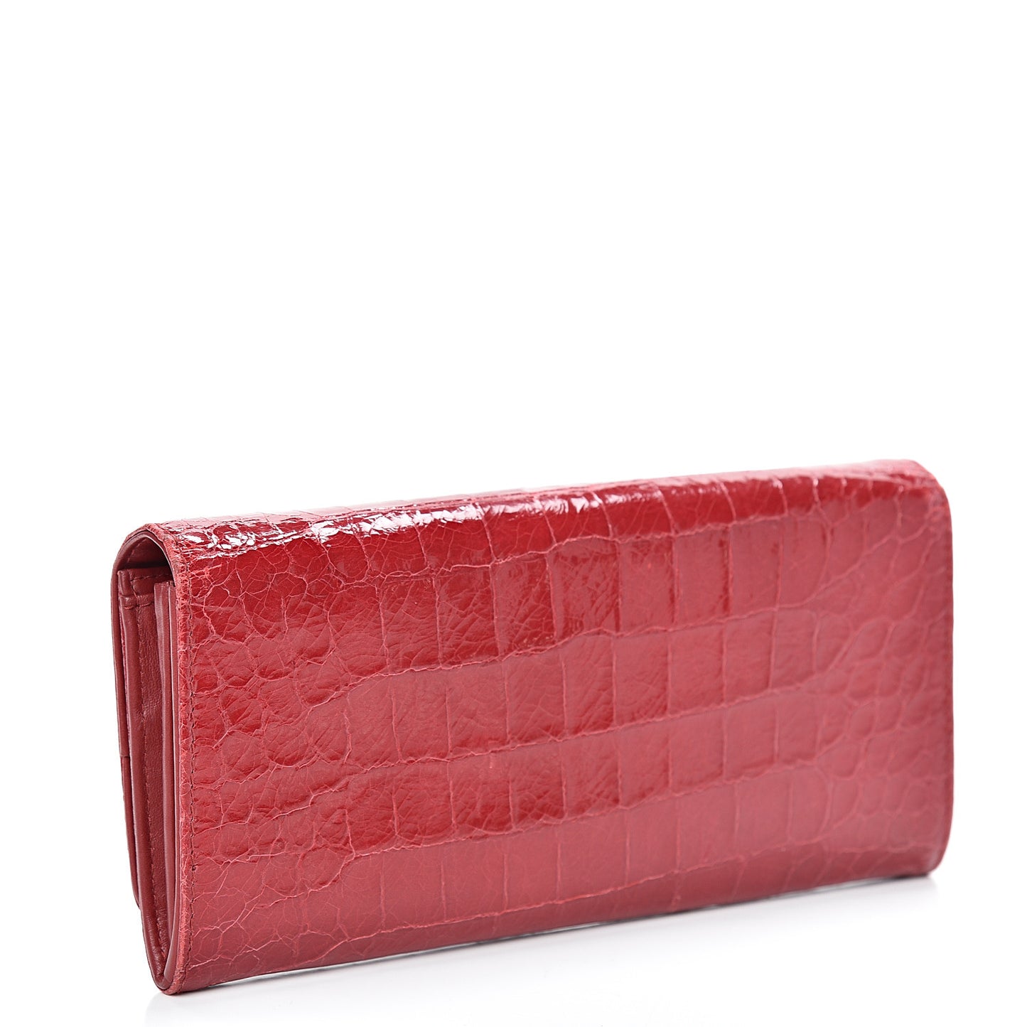 Embossed Crocodile Lux Continental Wallet Rubino