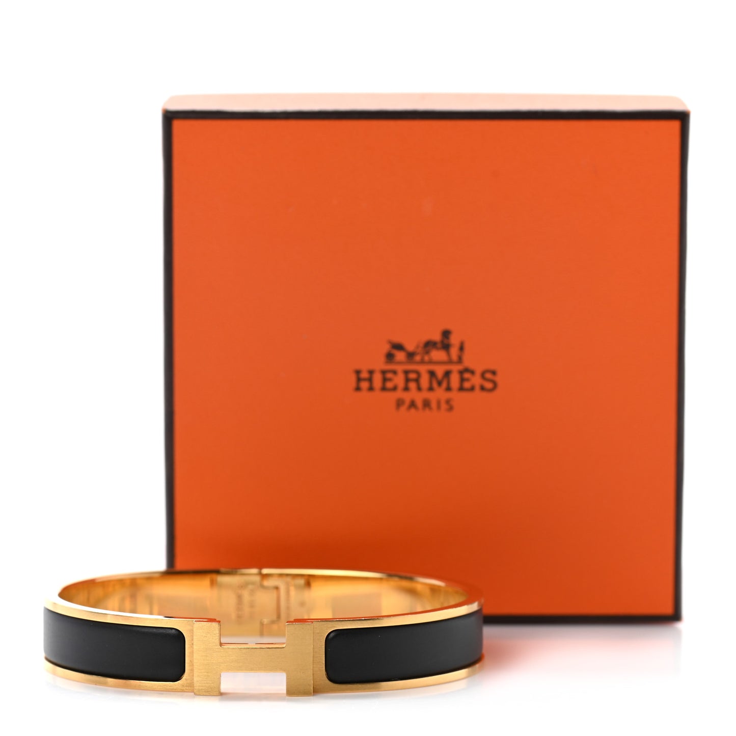 Matte Enamel Narrow Clic Clac HH Bracelet GM Black