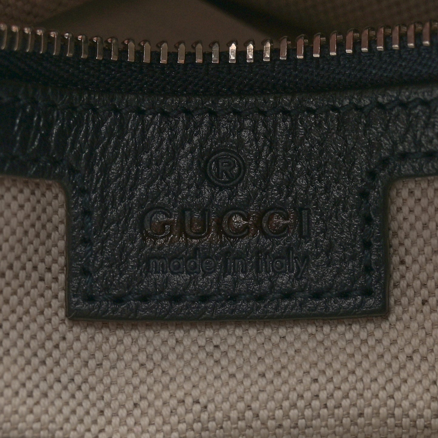 GG Supreme Monogram Textured Calfskin Web Large Attache Shoulder Bag Beige Blue