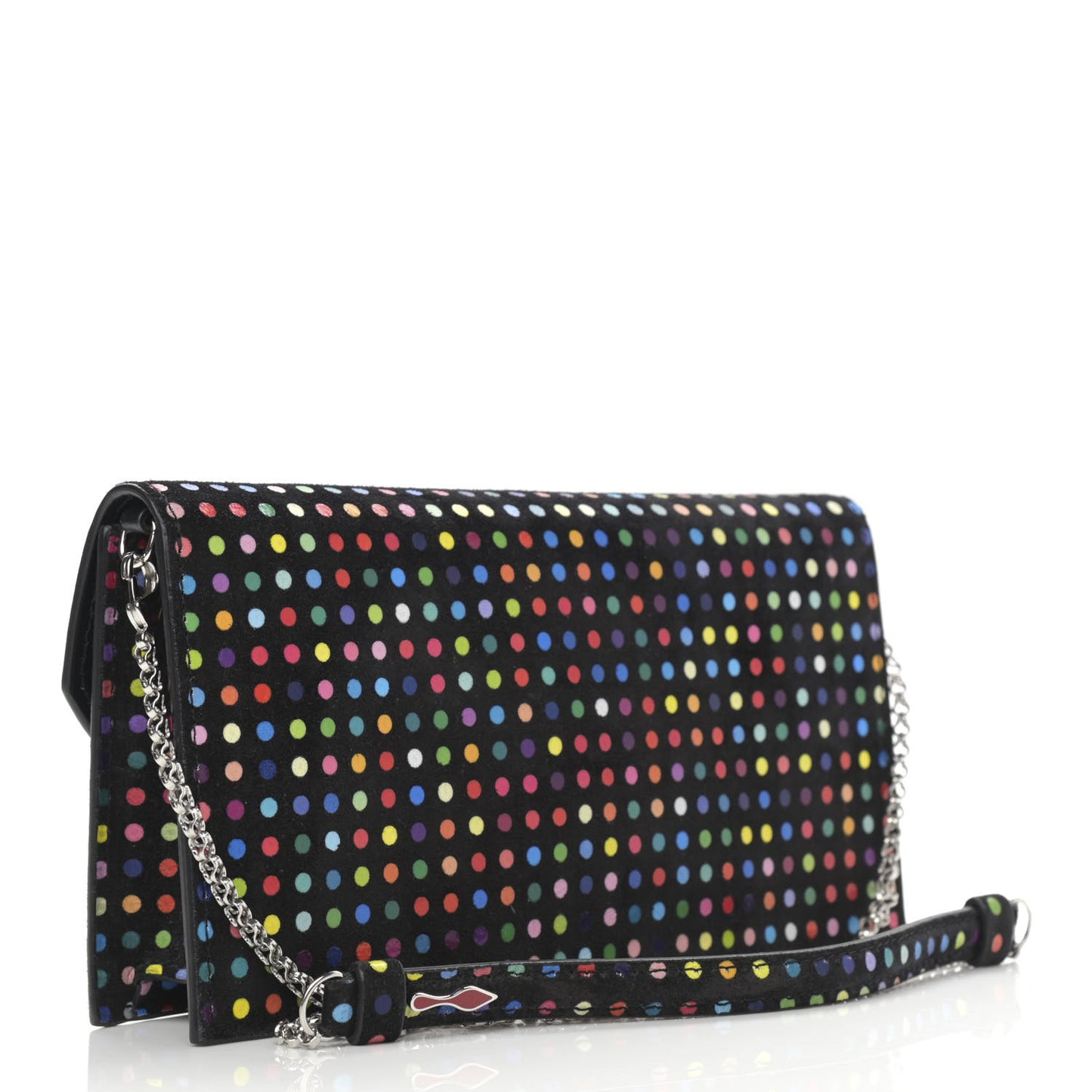 Suede Polka Dot Loubi54 Crossbody Clutch Black Multicolor
