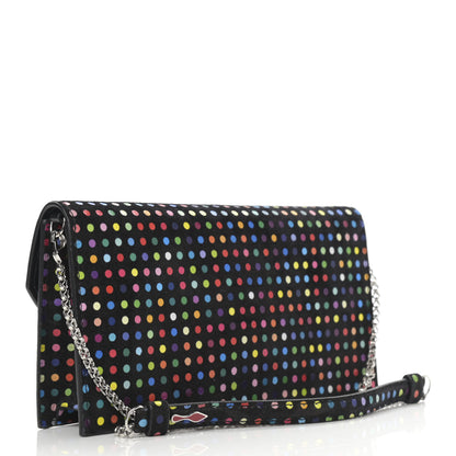 Christian Louboutin Suede Polka Dot Loubi54 Crossbody Clutch Black Multicolor 3 of 9