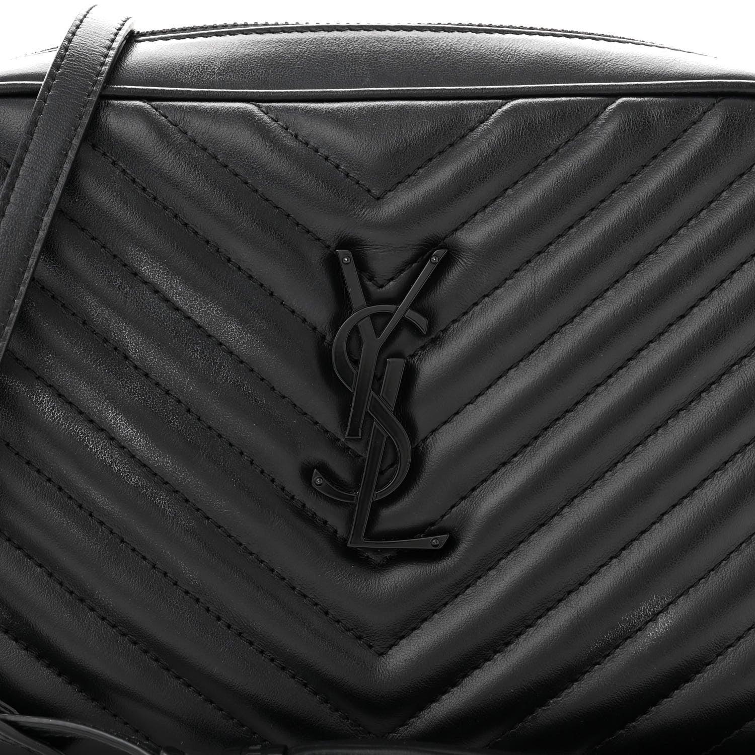 Saint Laurent Calfskin Matelasse Monogram Monochrome Lou Camera Bag Black 8 of 15