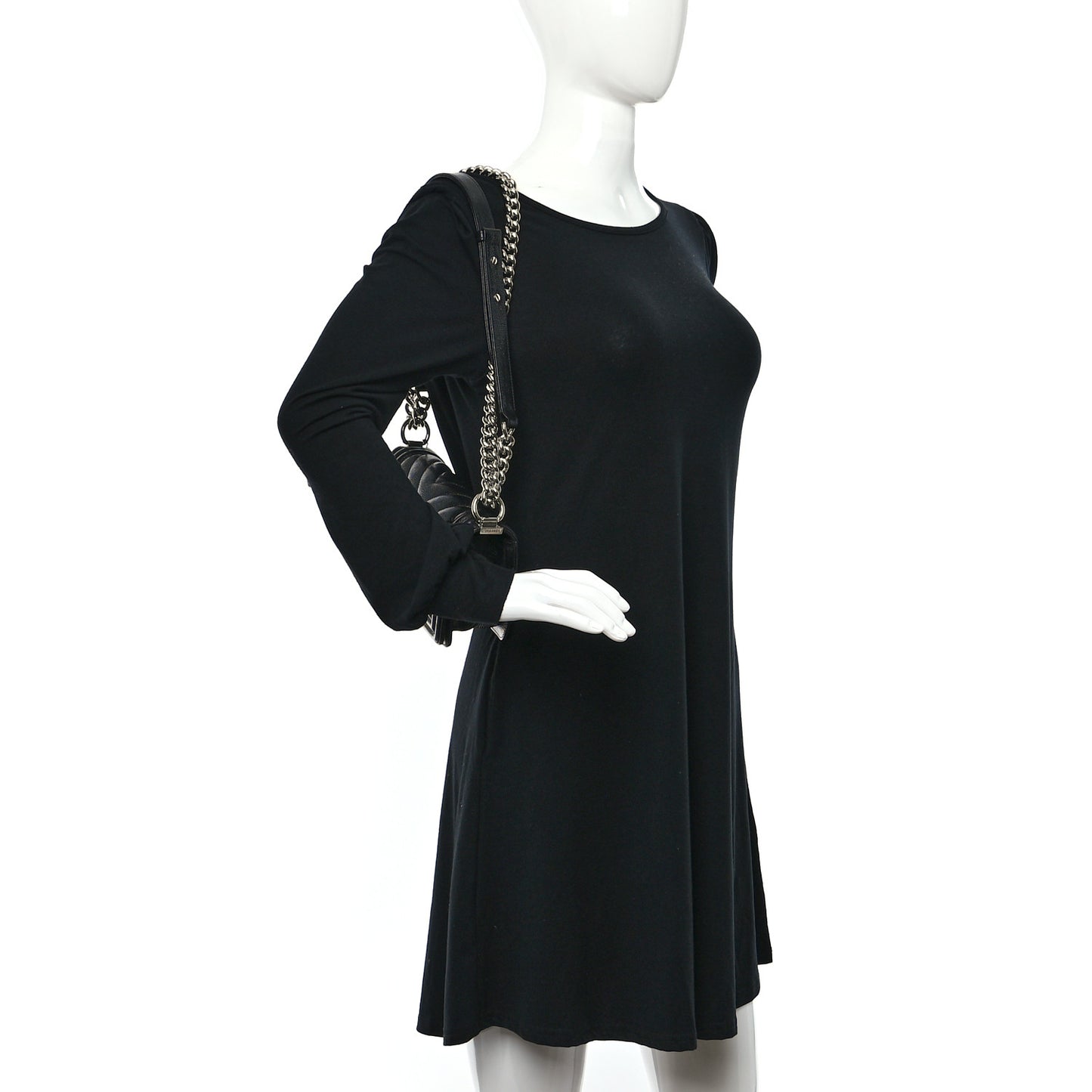 Iridescent Caviar Chevron Quilted Small Boy Flap Black