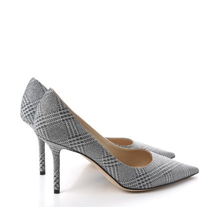 Jimmy Choo Metallic Fabric Plaid Love Prince Of Stars 85 Pump 39 Silver 4 of 10