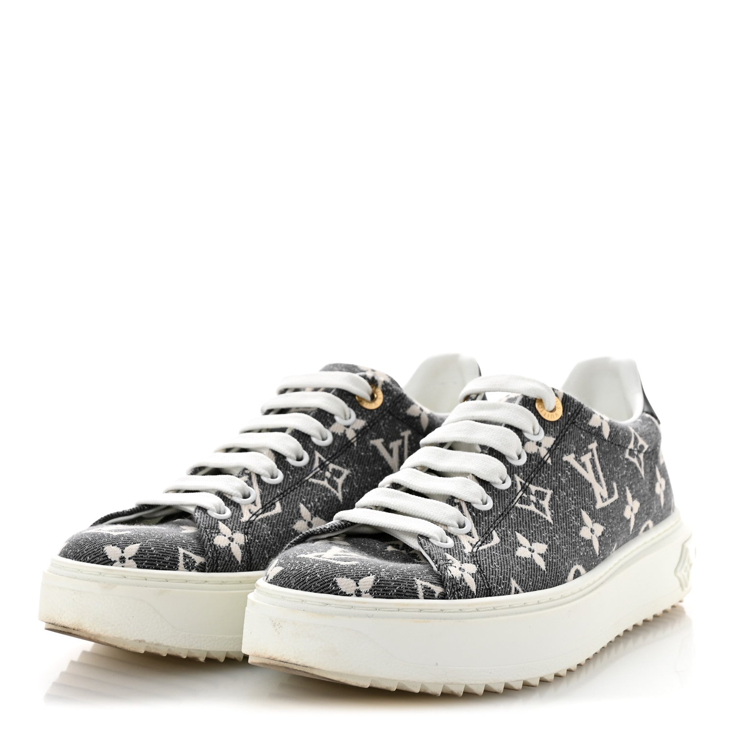 Louis Vuitton Denim Monogram Time Out Sneakers 38 4 of 10