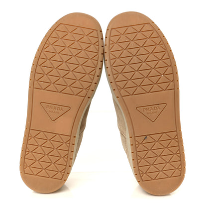 Prada Suede Triangle Womens Downtown Low Top Sneakers 37 Ecru 6 of 9